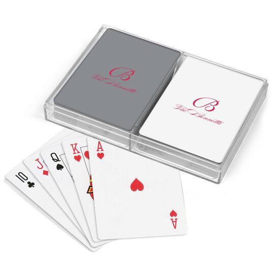 Pick Your Initial Monogram with Text Double Deck Playing Cards